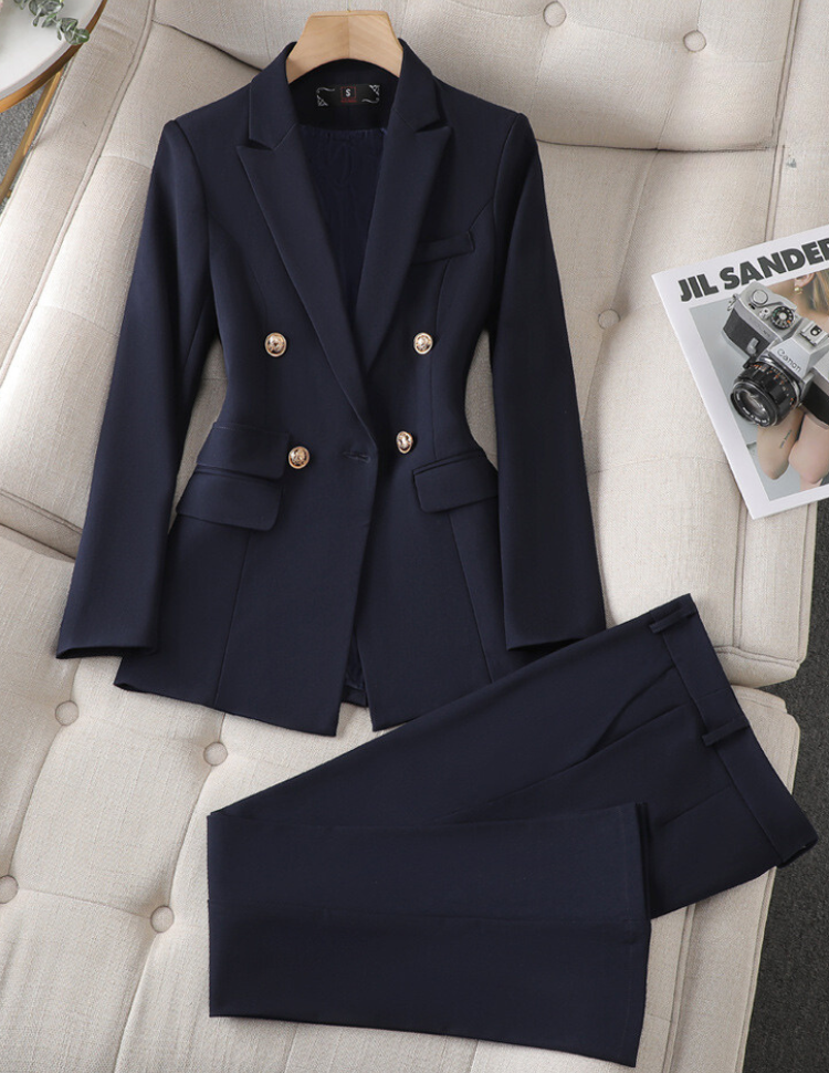 Damen Zweiteiler Set – Eleganter Blazer & Stoffhose im Business-Look