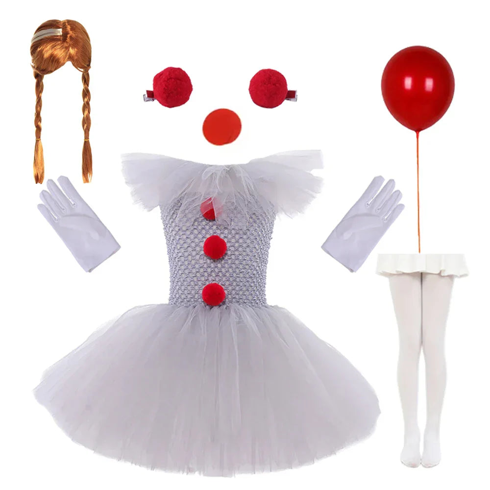 MoonCarnival – Mädchen Clown Tutu Kleid – Halloween Kostüm