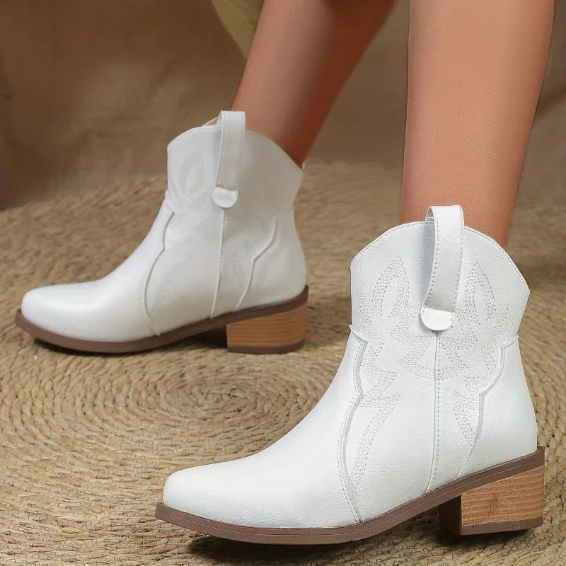 Rutschfeste Cowboystiefel mit niedrigem Absatz für Frauen - Safira