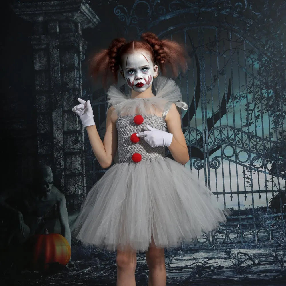 MoonCarnival – Mädchen Clown Tutu Kleid – Halloween Kostüm