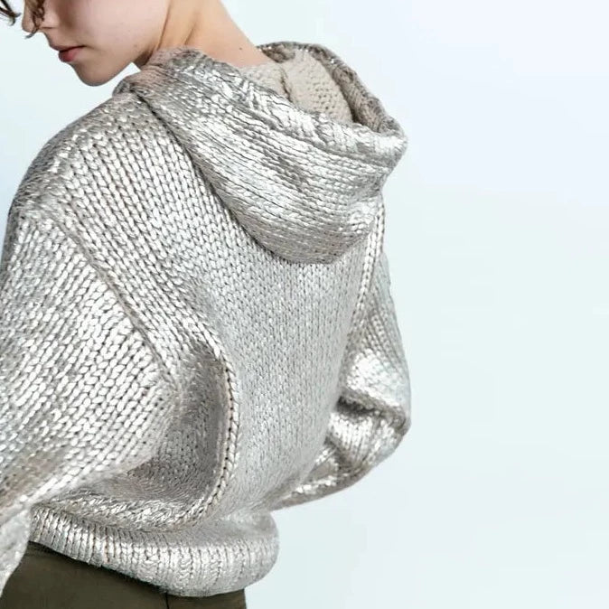Devako Zilda | Sølv Metallic Hættetrøje