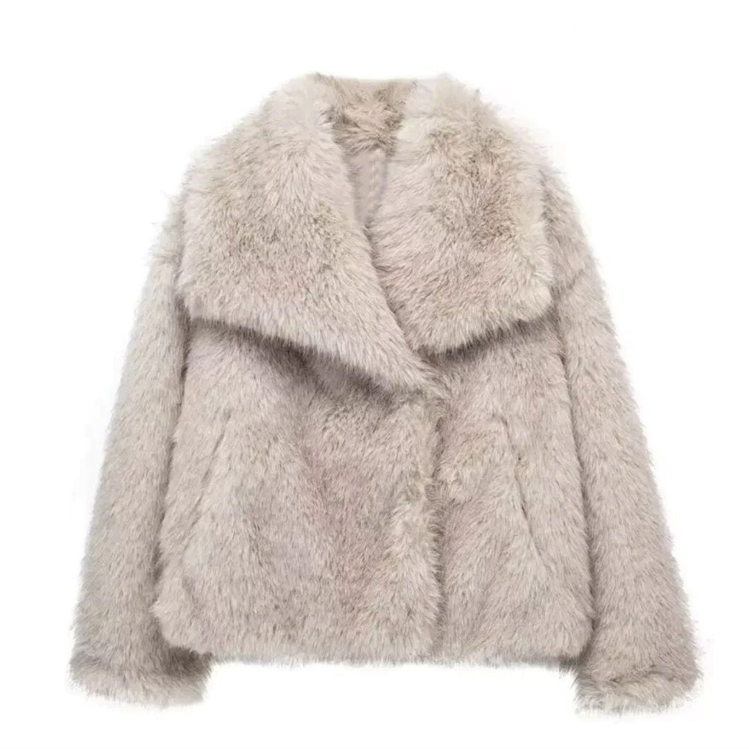 Umila Jacket - Luxuriöse kurze Damenjacke aus weichem Kunstpelz