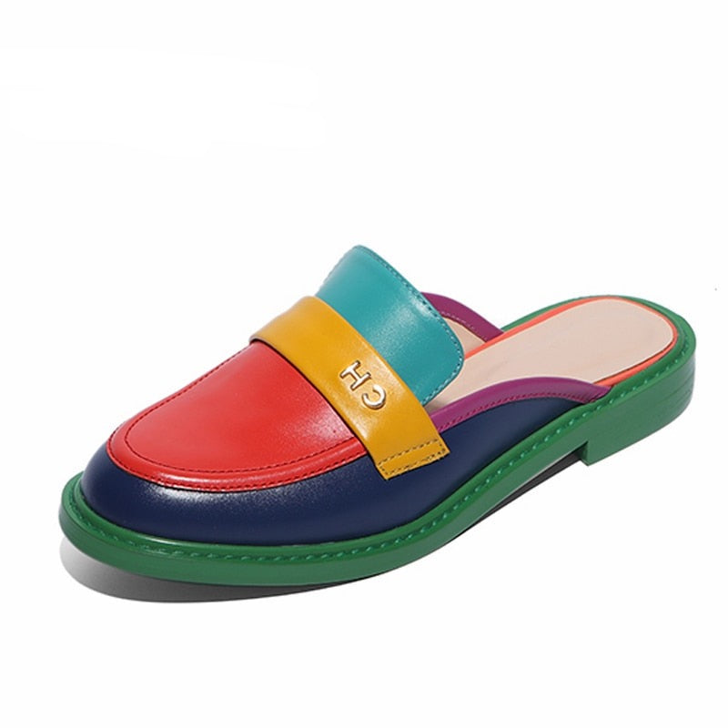 Devako Sidney | Multi Farbe Block Echtes Leder Loafer