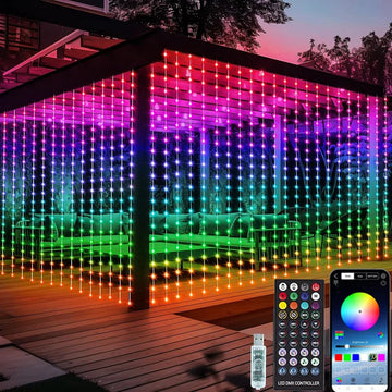 Lunexia Intelligente LED Lichtervorhang – 3x3m Bluetooth Lichtvorhang mit 300 LEDs, Musikmodus & 16 Mio. Farben