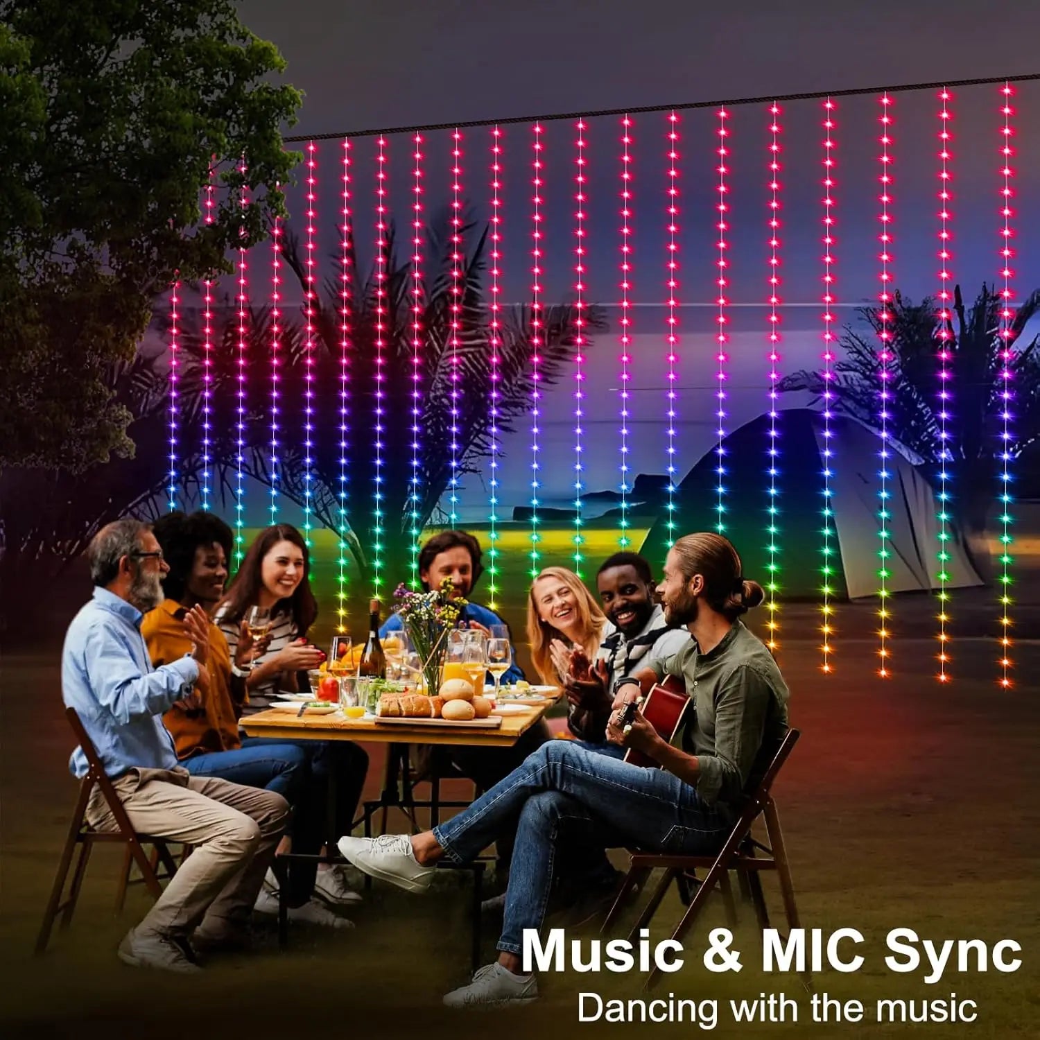 Lunexia Intelligente LED Lichtervorhang – 3x3m Bluetooth Lichtvorhang mit 300 LEDs, Musikmodus & 16 Mio. Farben