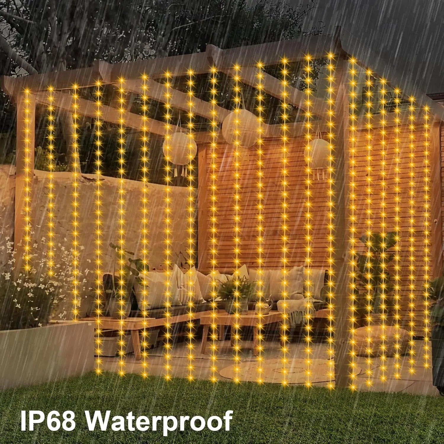 Lunexia Intelligente LED Lichtervorhang – 3x3m Bluetooth Lichtvorhang mit 300 LEDs, Musikmodus & 16 Mio. Farben