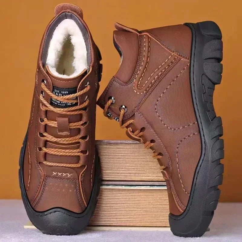 Sola – Bottes d'hiver pour hommes en cuir imperméable avec semelle antidérapante