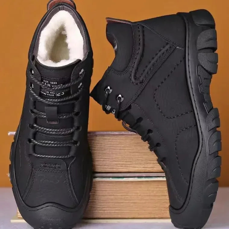Sola – Bottes d'hiver pour hommes en cuir imperméable avec semelle antidérapante