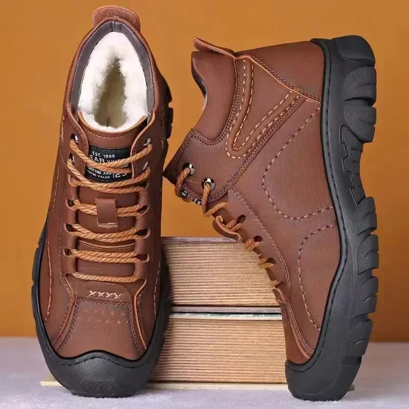 Sola – Bottes d'hiver pour hommes en cuir imperméable avec semelle antidérapante