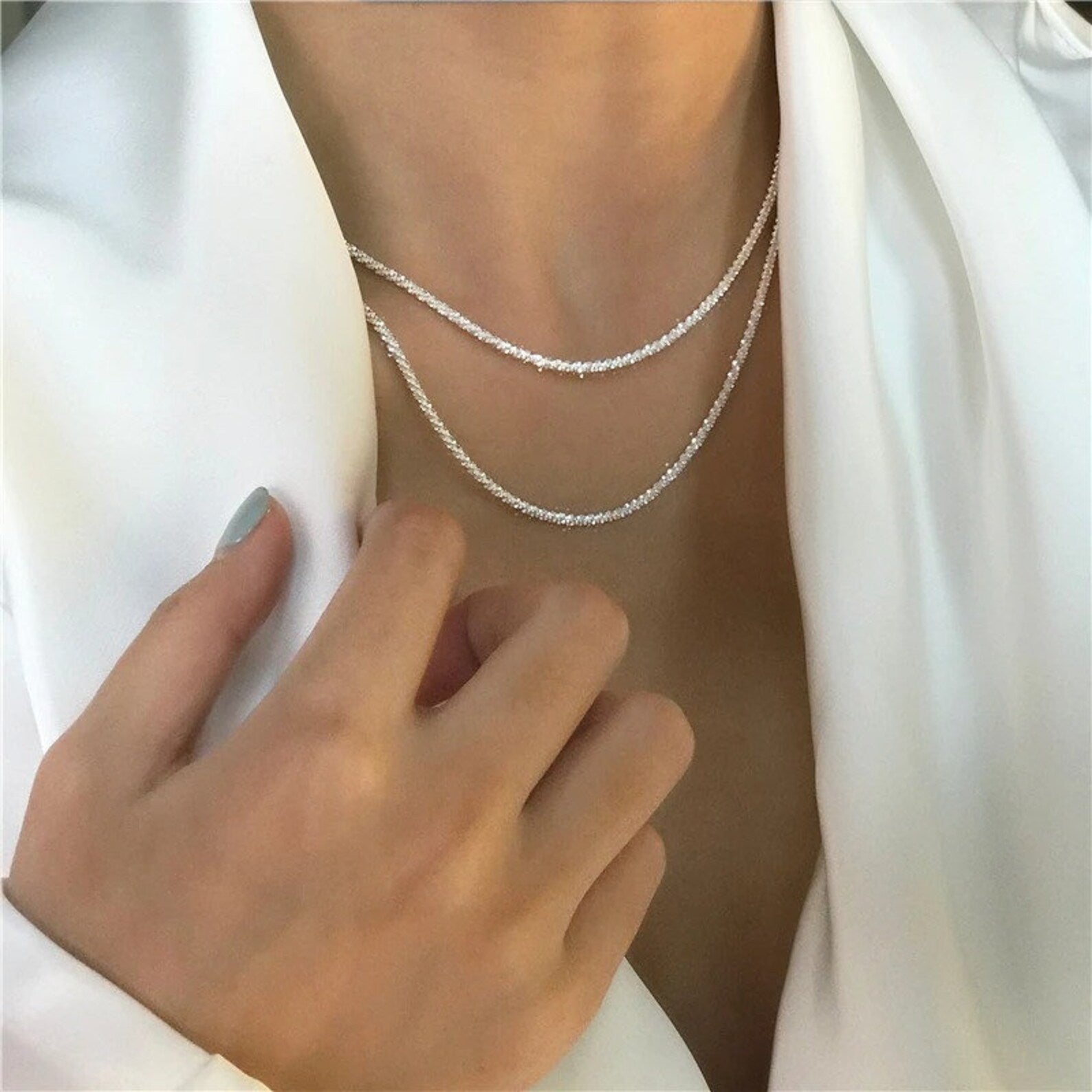 Sternenlicht-Halskettenset aus 925er Silber – Zart & Vielseitig