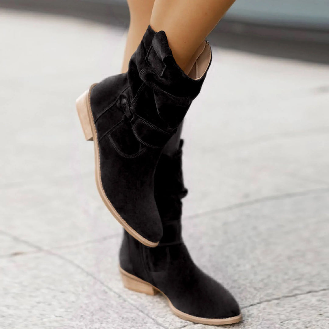 Damenstiefel mit Absatz und Riemen – Elegant, bequem & stilvoll