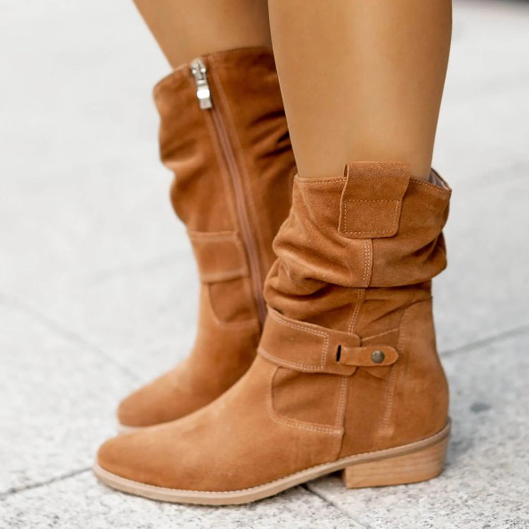 Damenstiefel mit Absatz und Riemen – Elegant, bequem & stilvoll
