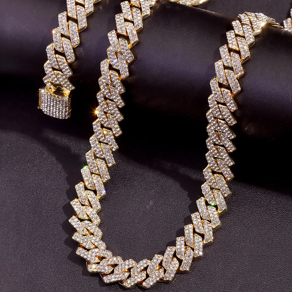 UrbanLuxe – Halskæde damer & herrer 2-radet Cuban Link med kors – 14mm