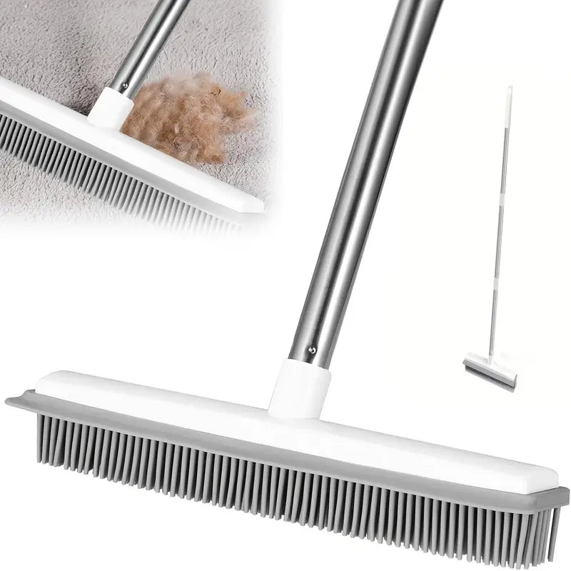 Teleskopbesen mit abzieher für tierhaare und flexiblem griff
