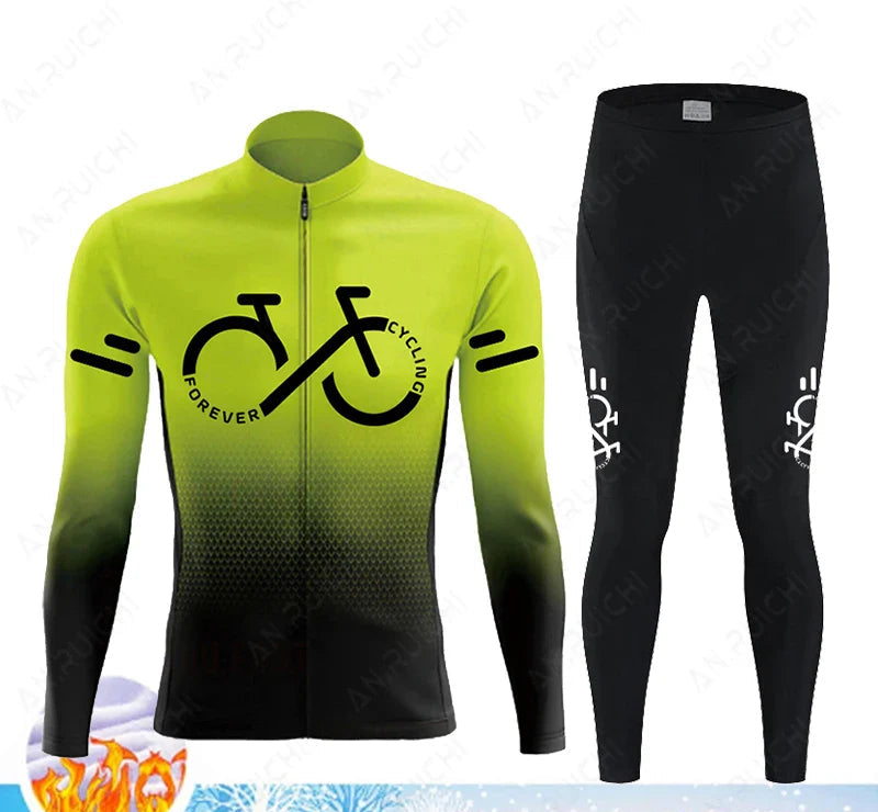 Cyclovent Thermo Fleece cyklistický dres set – teplý, větruodolný a prodyšný pro zimní výlety