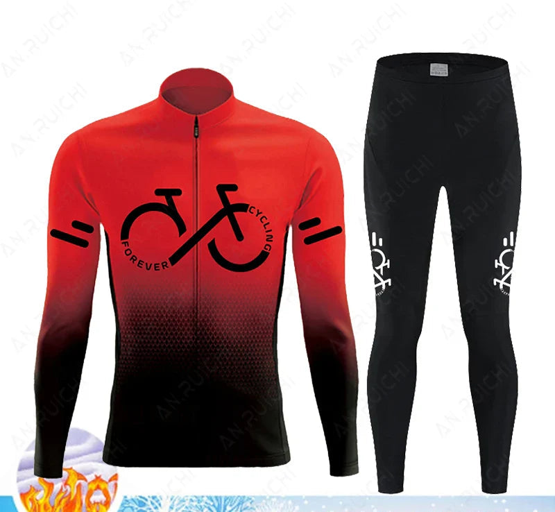 Cyclovent Thermo Fleece cyklistický dres set – teplý, větruodolný a prodyšný pro zimní výlety