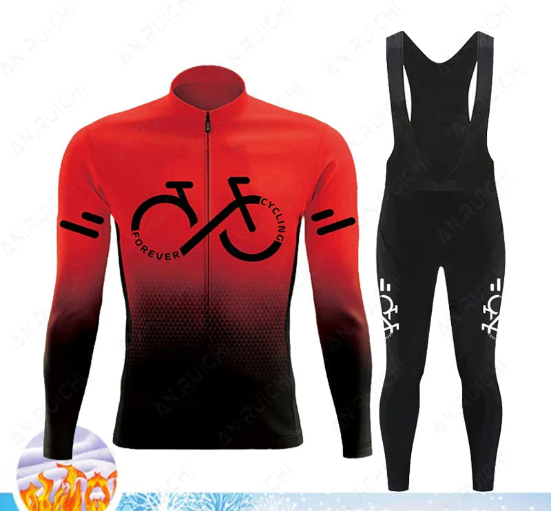 Cyclovent Thermo Fleece cyklistický dres set – teplý, větruodolný a prodyšný pro zimní výlety