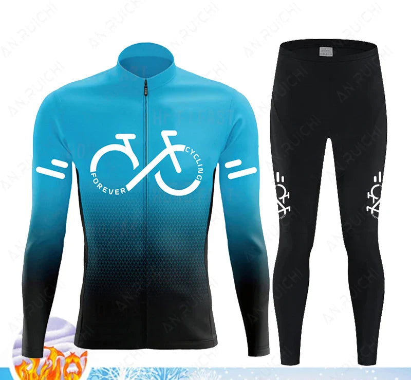 Cyclovent Thermo Fleece cyklistický dres set – teplý, větruodolný a prodyšný pro zimní výlety