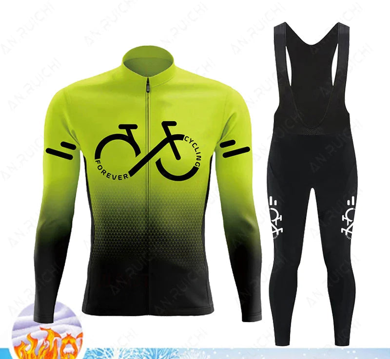 Cyclovent Thermo Fleece cyklistický dres set – teplý, větruodolný a prodyšný pro zimní výlety