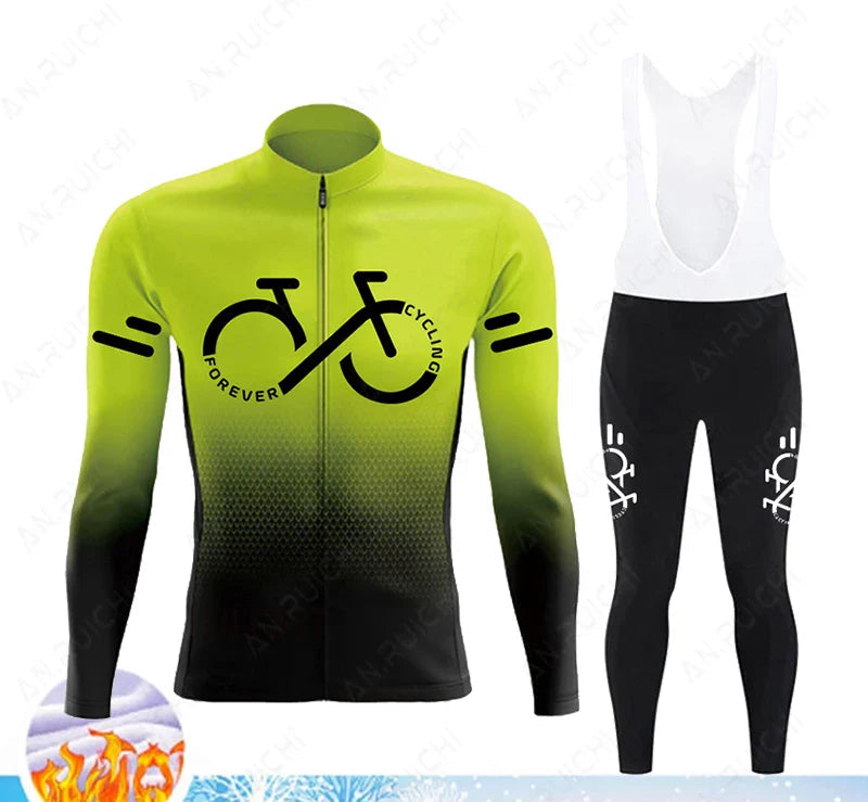 Cyclovent Thermo Fleece cyklistický dres set – teplý, větruodolný a prodyšný pro zimní výlety