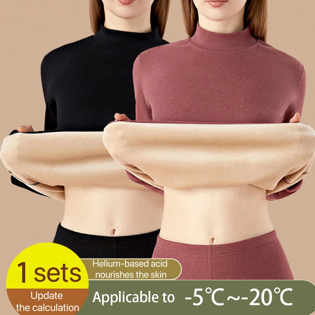 Sous-vêtements thermiques pour femmes – ensembles à manches longues ultra épais sans coutures pour activités hivernales