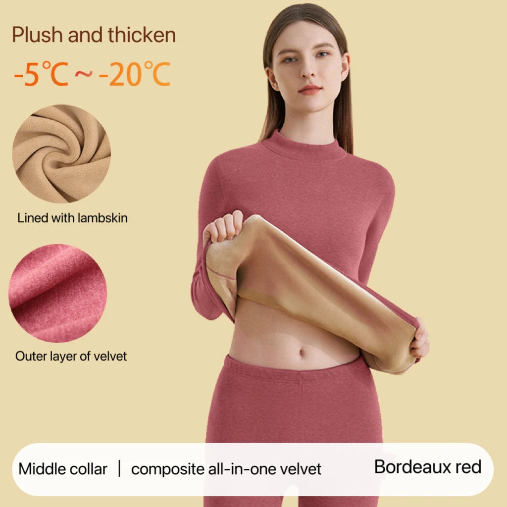 Sous-vêtements thermiques pour femmes – ensembles à manches longues ultra épais sans coutures pour activités hivernales