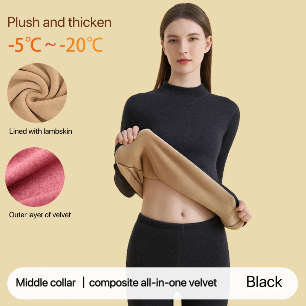 Sous-vêtements thermiques pour femmes – ensembles à manches longues ultra épais sans coutures pour activités hivernales