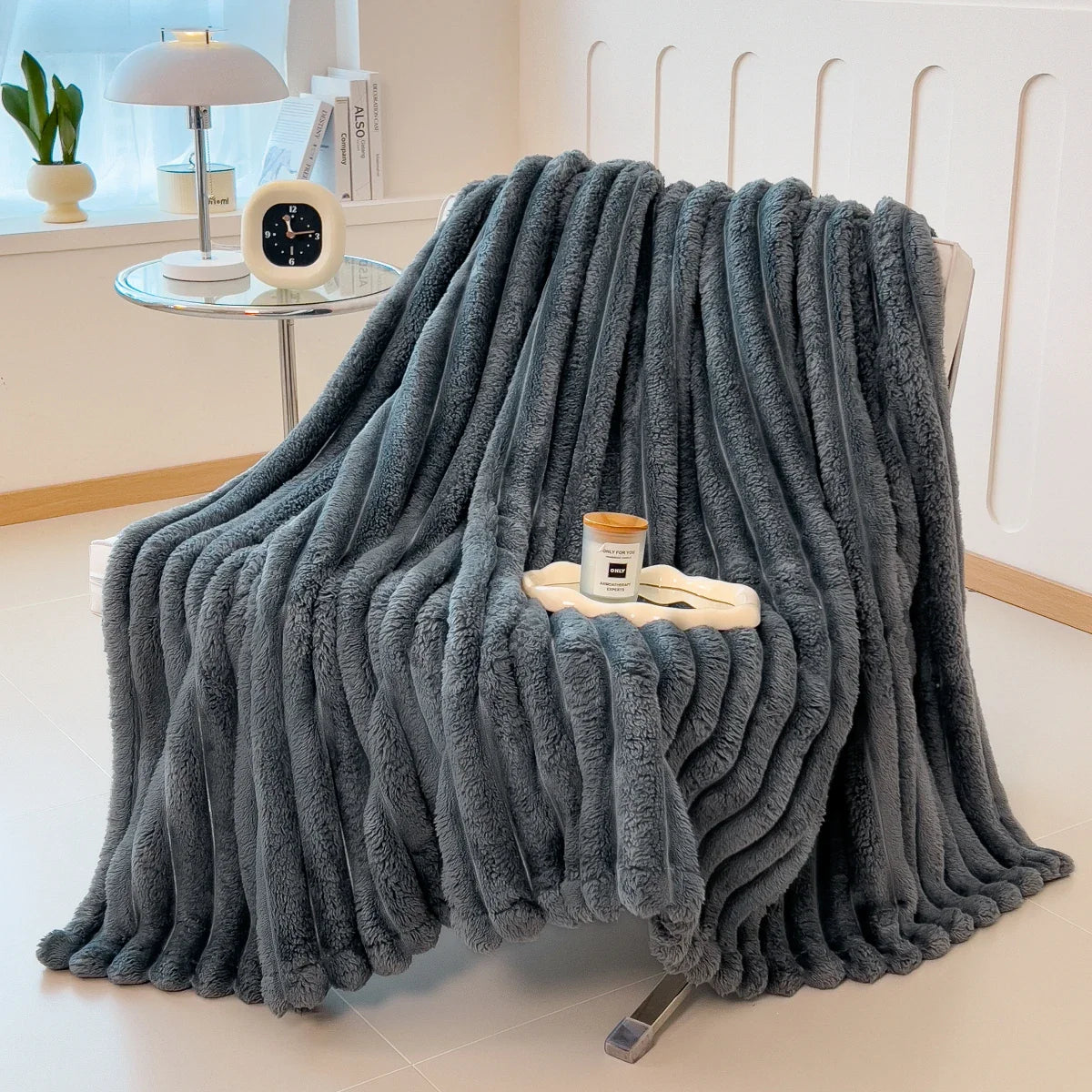 LoomStripe – Verdickte Baumwollmix-Decke Gestreift für Sofa, Bett & Haustiere