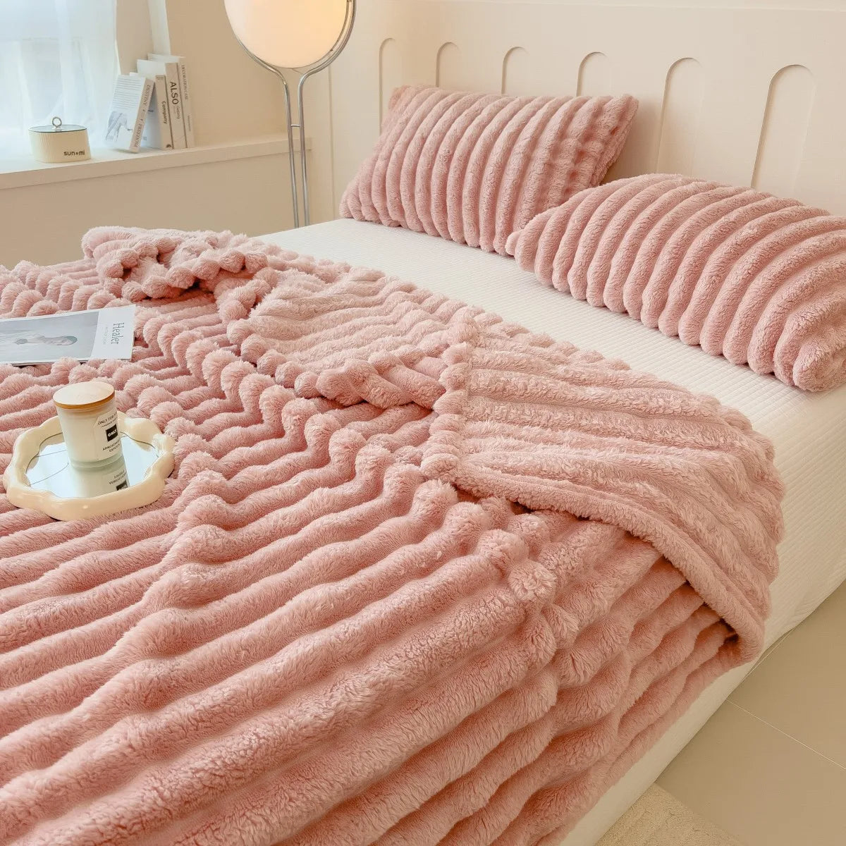 LoomStripe – Verdickte Baumwollmix-Decke Gestreift für Sofa, Bett & Haustiere