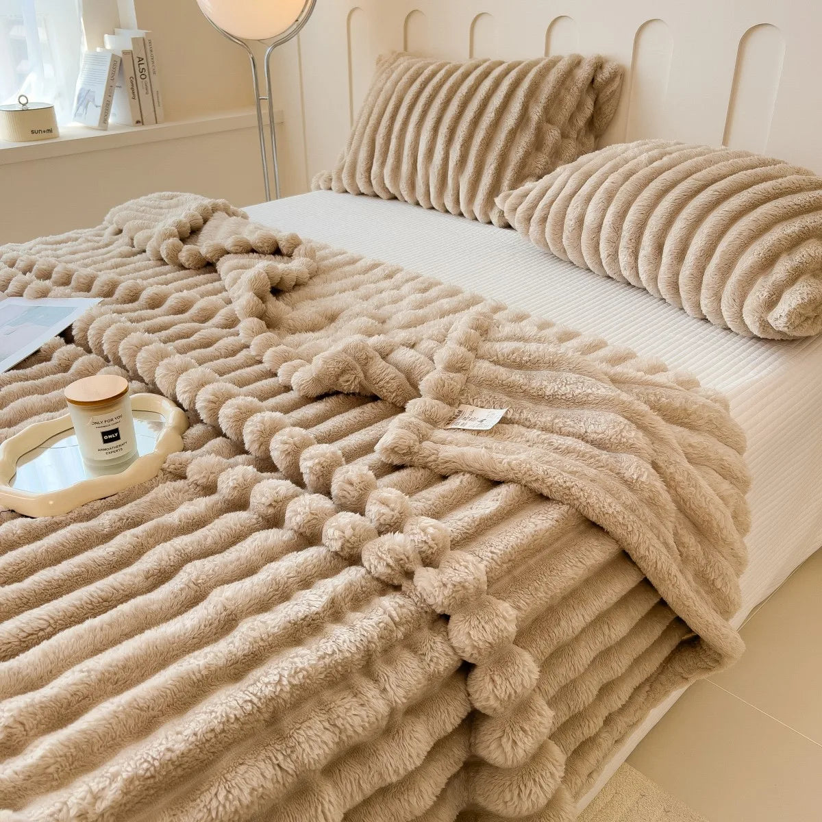 LoomStripe – Verdickte Baumwollmix-Decke Gestreift für Sofa, Bett & Haustiere