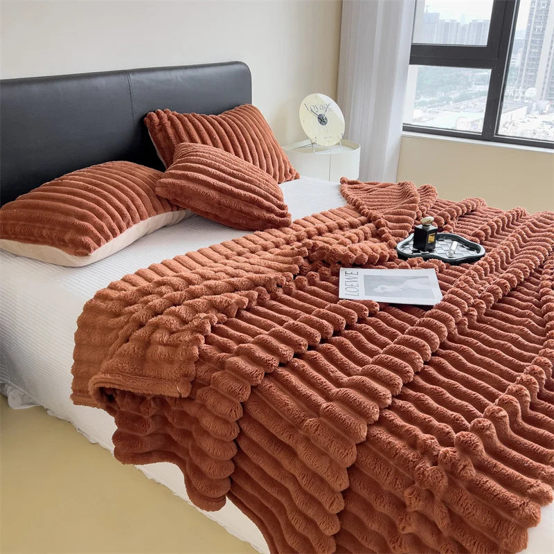 LoomStripe – Verdickte Baumwollmix-Decke Gestreift für Sofa, Bett & Haustiere