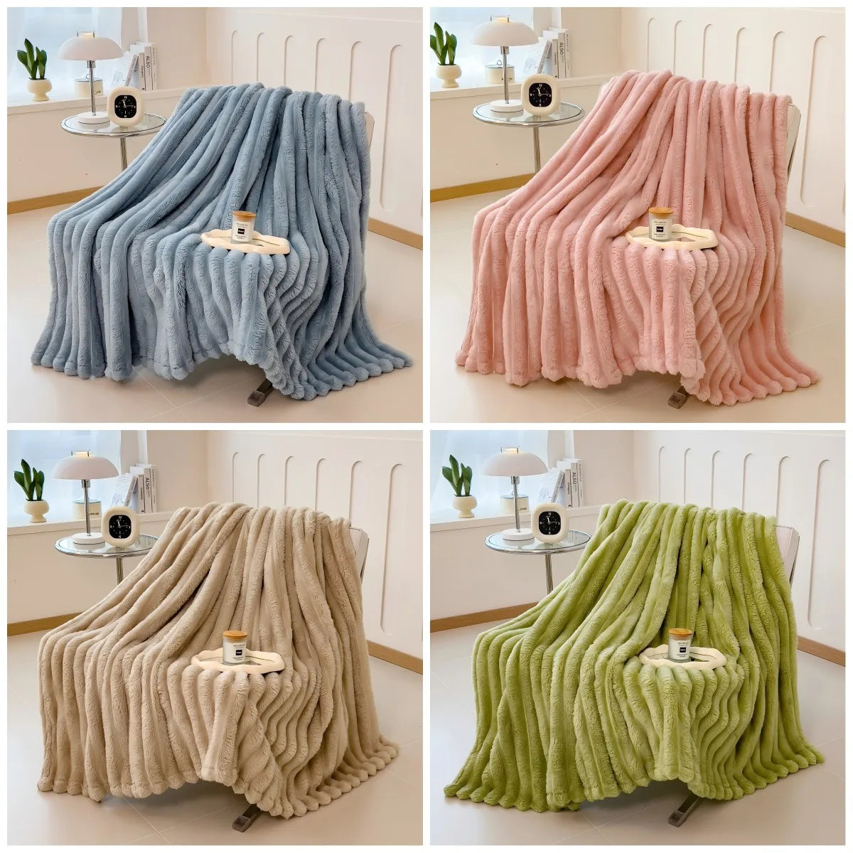 LoomStripe – Verdickte Baumwollmix-Decke Gestreift für Sofa, Bett & Haustiere