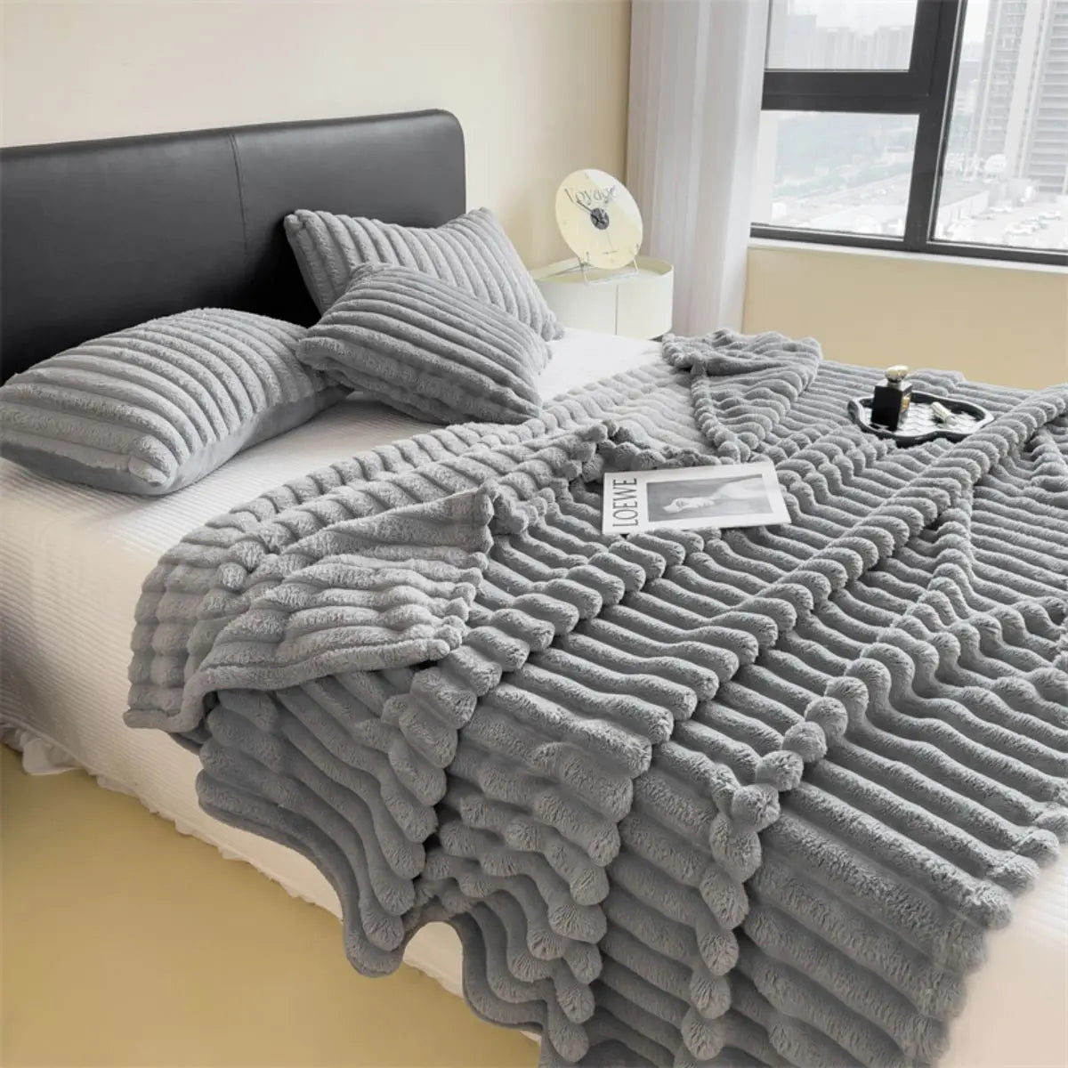 LoomStripe – Verdickte Baumwollmix-Decke Gestreift für Sofa, Bett & Haustiere