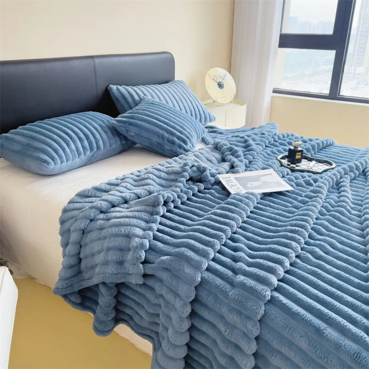 LoomStripe – Verdickte Baumwollmix-Decke Gestreift für Sofa, Bett & Haustiere