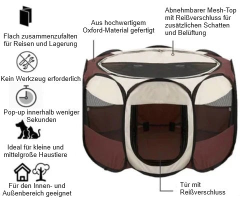 Tragbares haustierzelt zur stressreduzierung für hunde und katzen