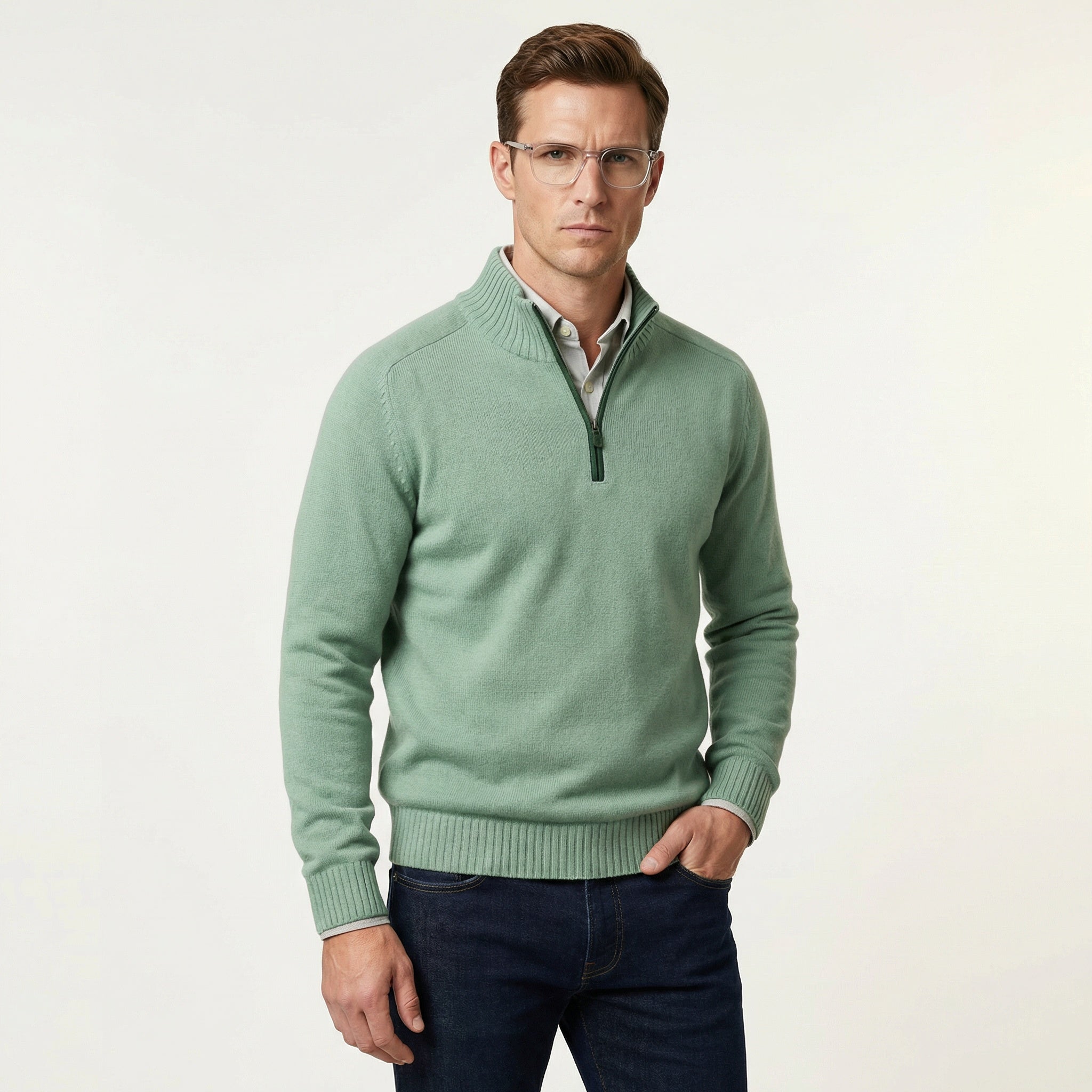 Herrenpullover mit Reißverschluss – Stehkragen & weiches Tragegefühl