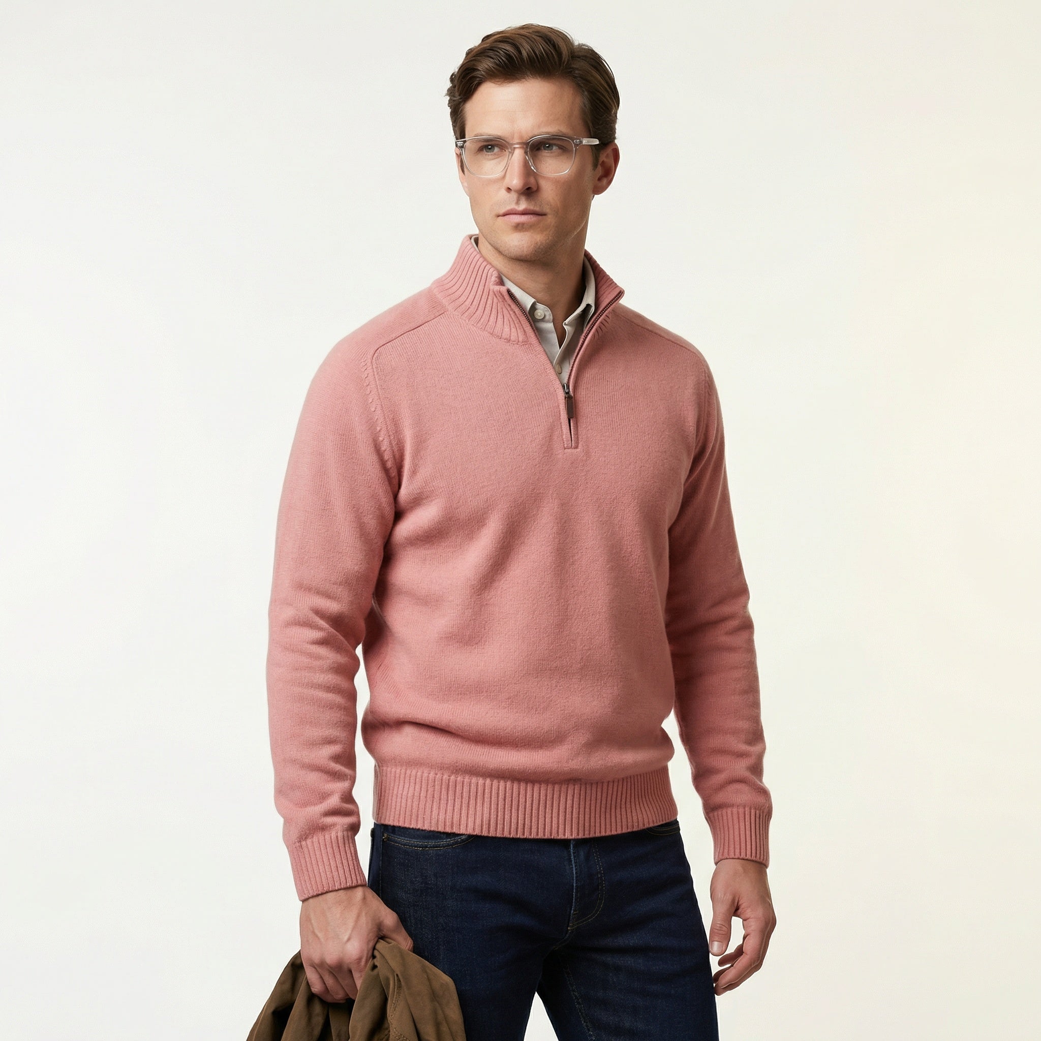 Herrenpullover mit Reißverschluss – Stehkragen & weiches Tragegefühl