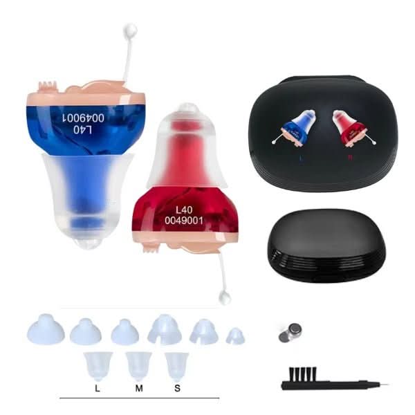 Amplificateur audio intra-auriculaire – Conception compacte, rechargeable et maintien sûr