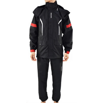 Wasserdichter Herren Motorrad Regenmantel mit Reflektoren, Schwarz/Grün, S-XXXL