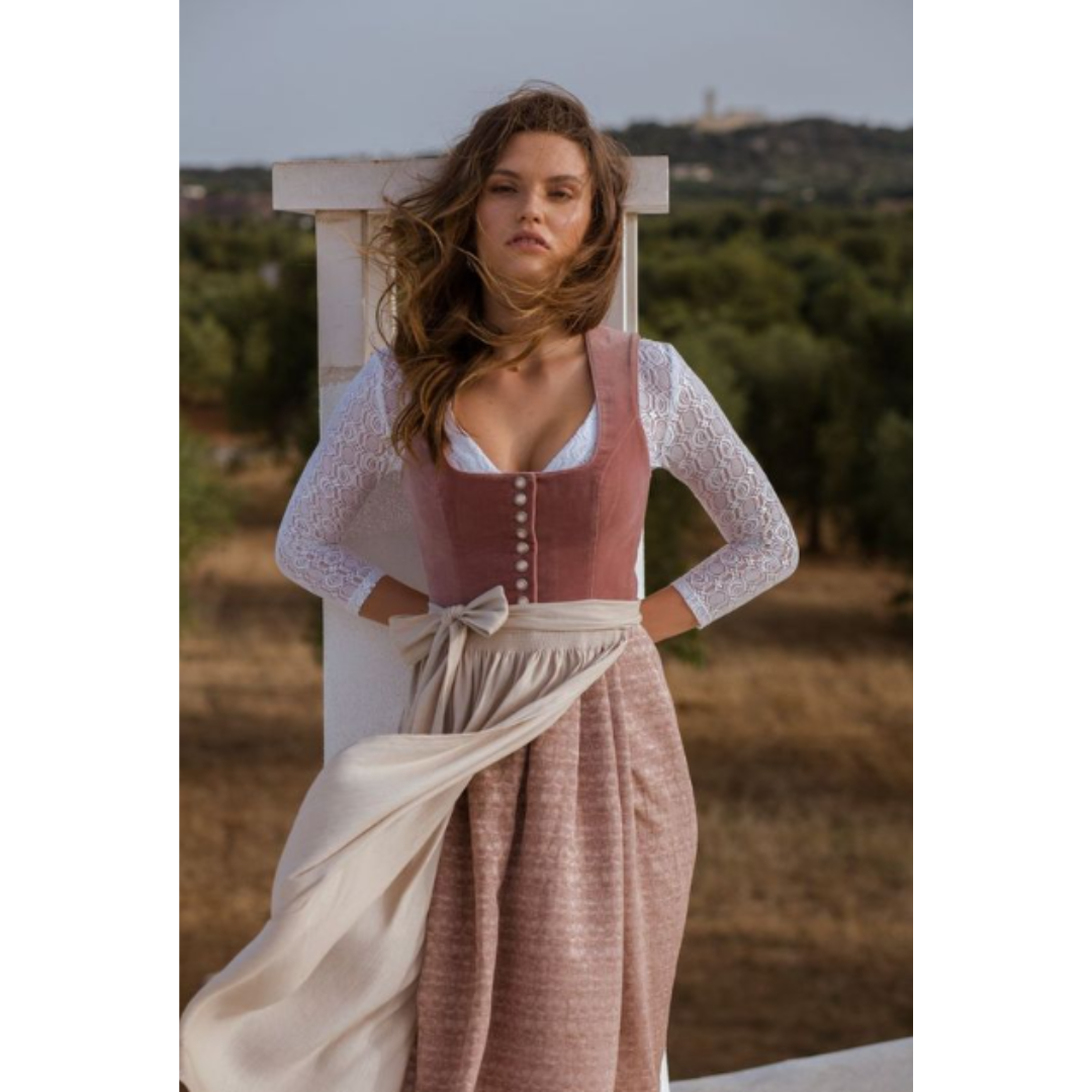 Alpenglanz – Midi-Trachtenkleid mit Spitze & Stickerei – Festlich & Wiesn-ready