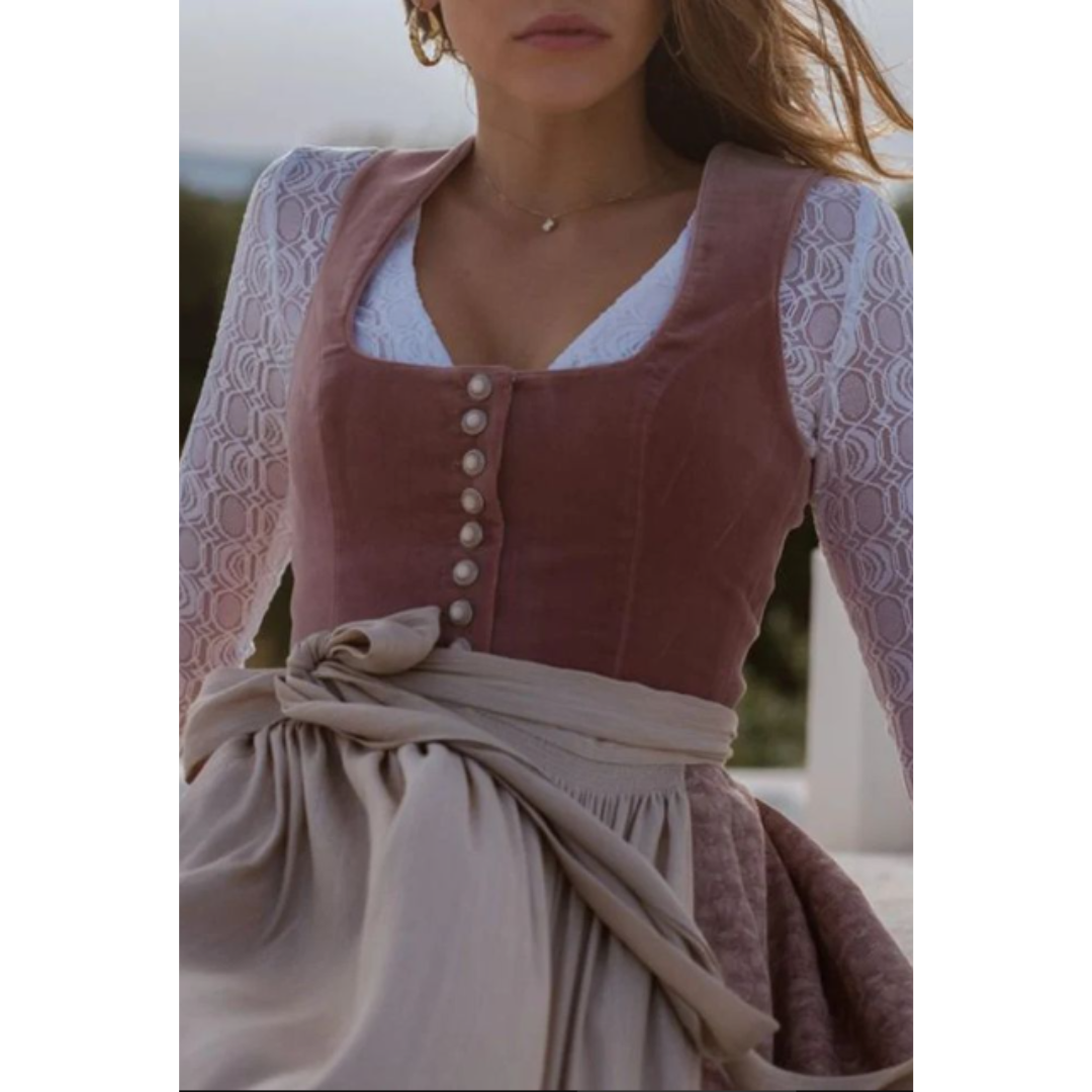 Alpenglanz – Midi-Trachtenkleid mit Spitze & Stickerei – Festlich & Wiesn-ready
