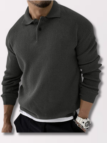 Gestricktes Langarm-Poloshirt für Männer - Fitz