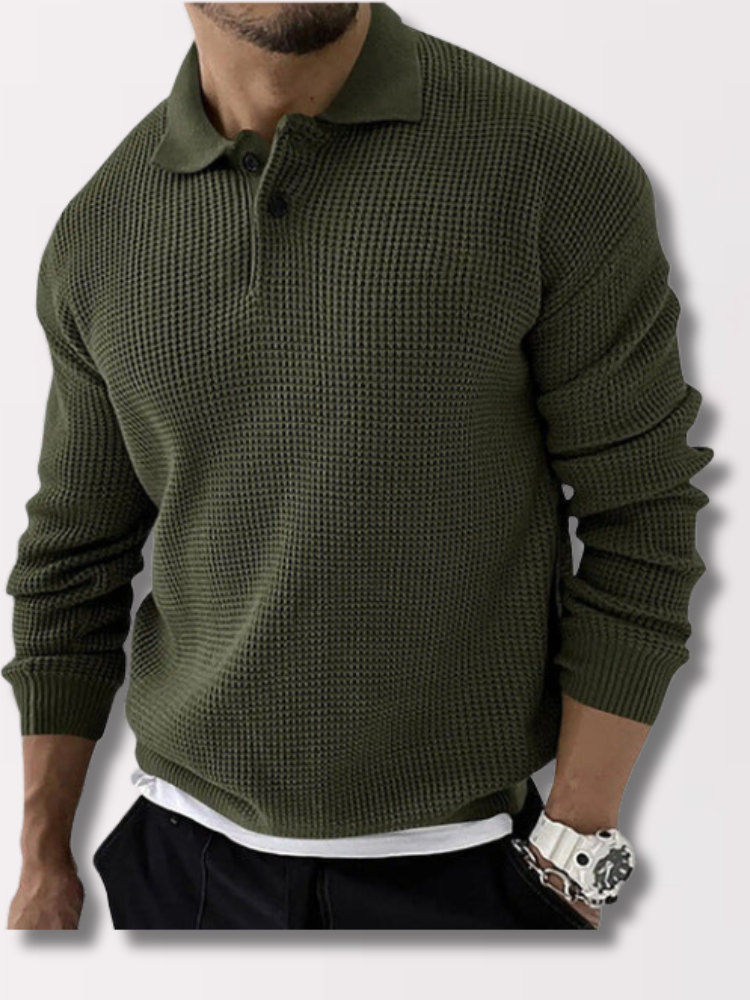 Gestricktes Langarm-Poloshirt für Männer - Fitz