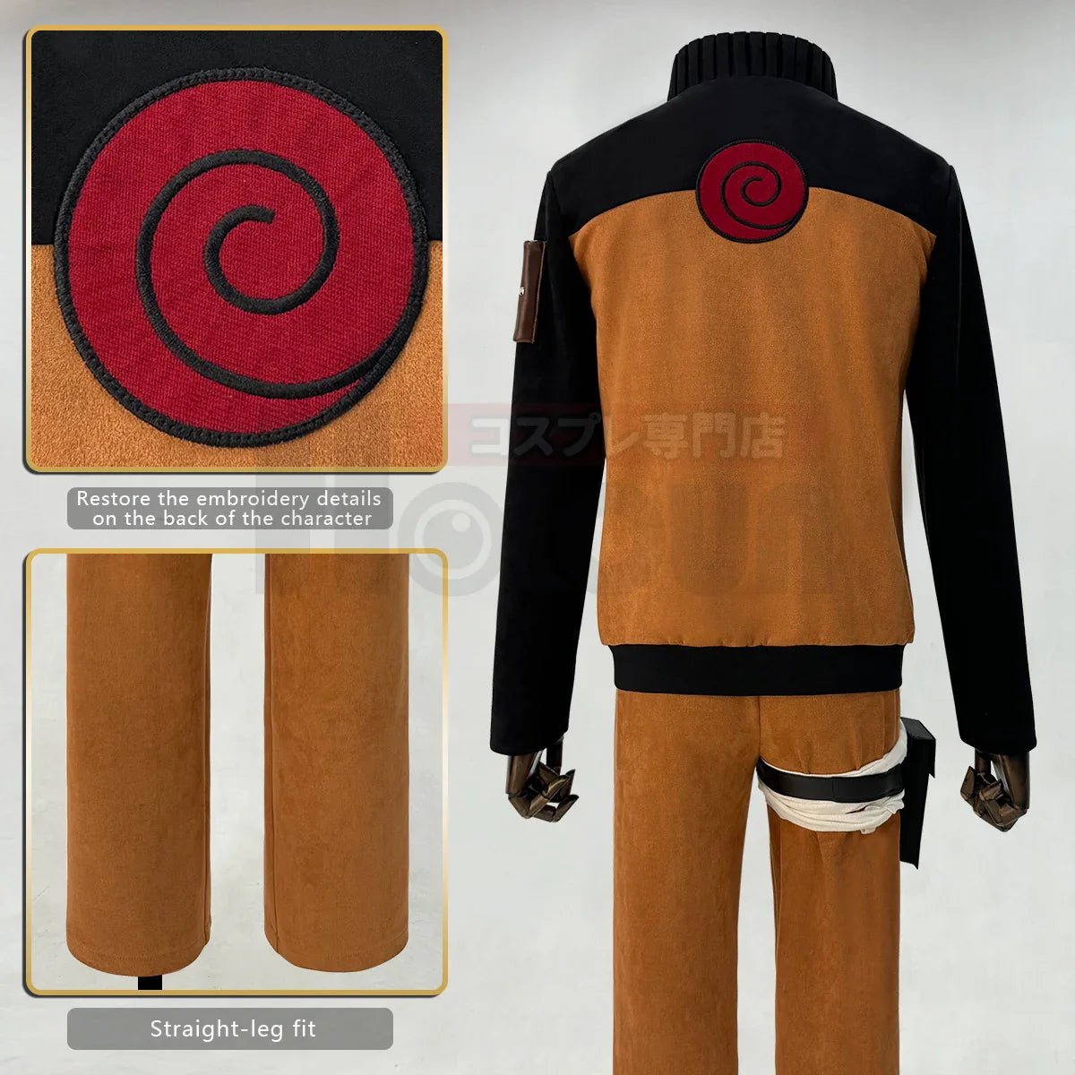 CosWave – Anime Ninja Cosplay-Kostüm für Erwachsene mit Kopfschmuck & Accessoires
