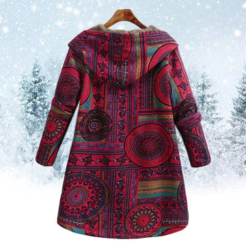 Giacca Whitney | Cappotto invernale boho con cappuccio e fodera interna riscaldante