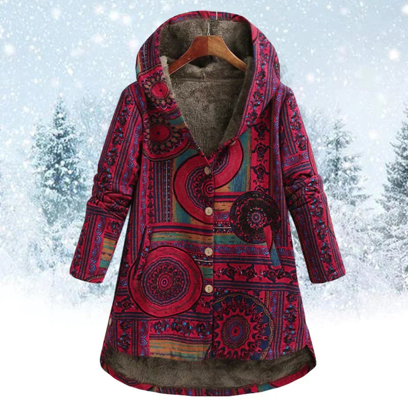 Whitney Jacket | Boho-Wintermantel mit Kapuze und elegantem Warmfutter