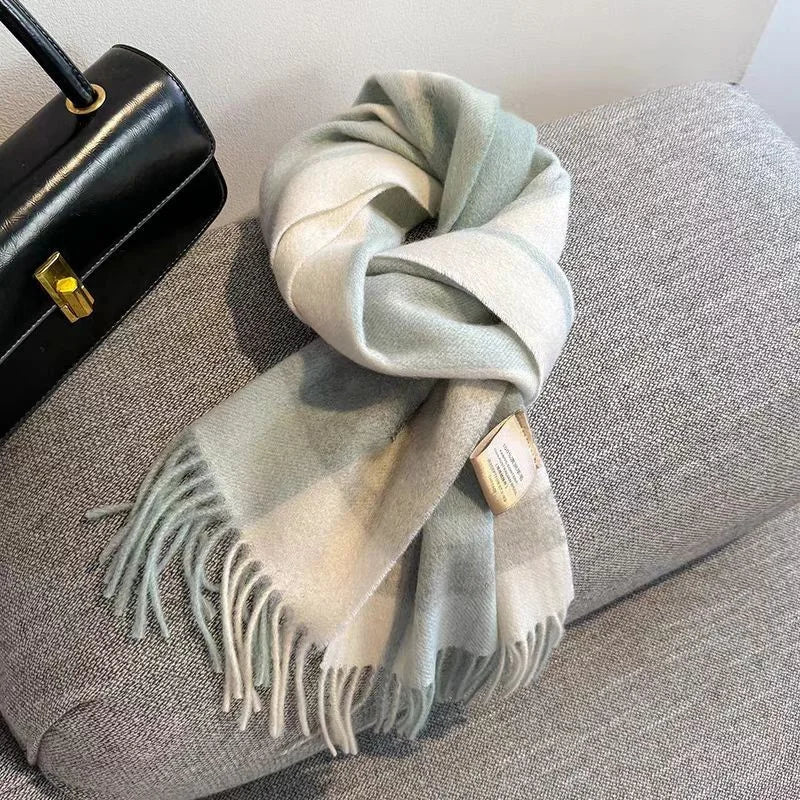 Merivelle Wollschal Damen – Eleganter Winter Schal aus 100% Wolle mit Schachbrettmuster