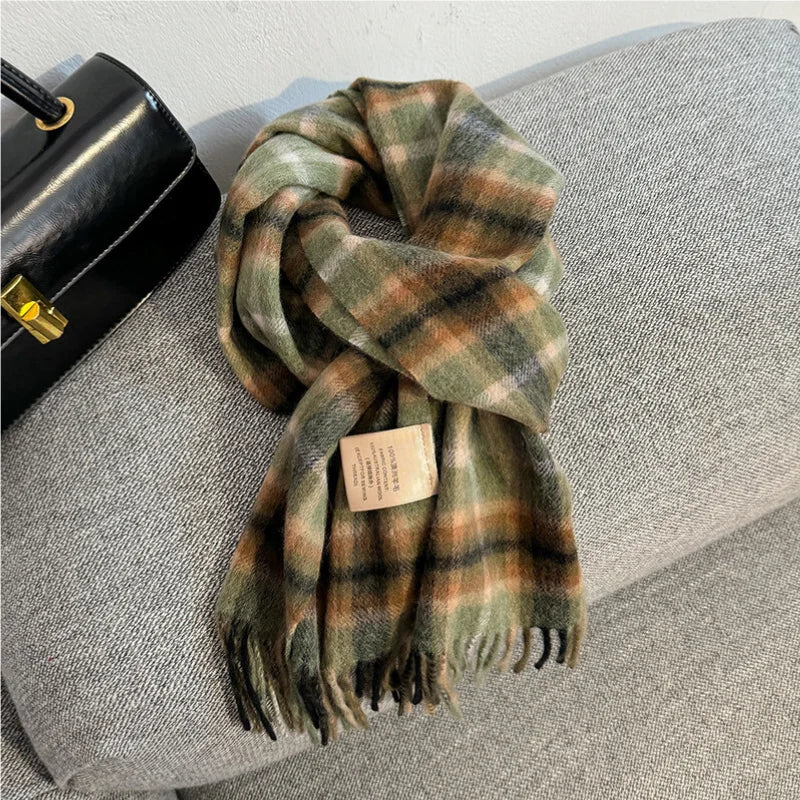 Merivelle Wollschal Damen – Eleganter Winter Schal aus 100% Wolle mit Schachbrettmuster