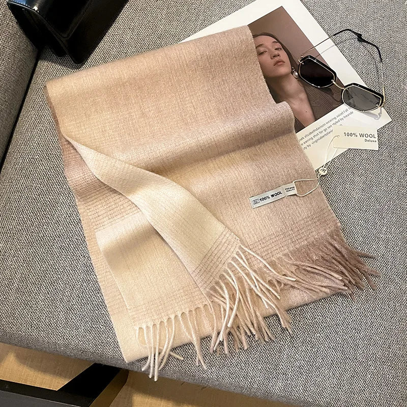 Merivelle Wollschal Damen – Eleganter Winter Schal aus 100% Wolle mit Schachbrettmuster