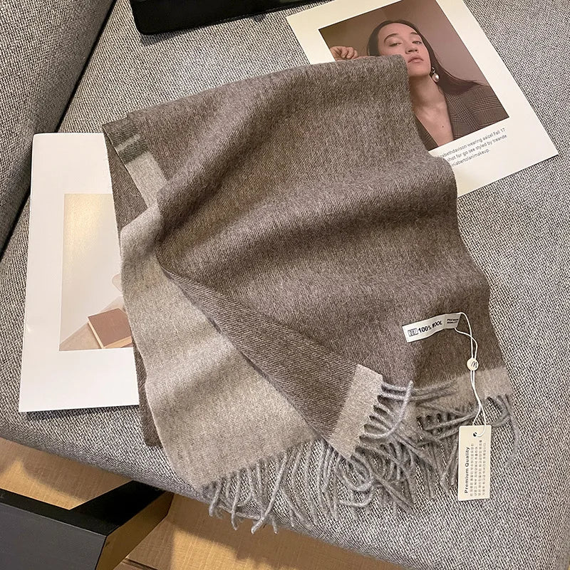 Merivelle Wollschal Damen – Eleganter Winter Schal aus 100% Wolle mit Schachbrettmuster